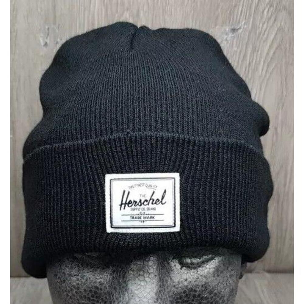 Herschel Supply Co Elmer Knit Beanie Fold Up Cuff Black One Size Unisex‎